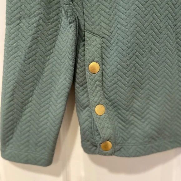 J. Crew Herringbone Quilted Mockneck Sweatshirt – Sage Green – Size Small - Picture 7 of 9